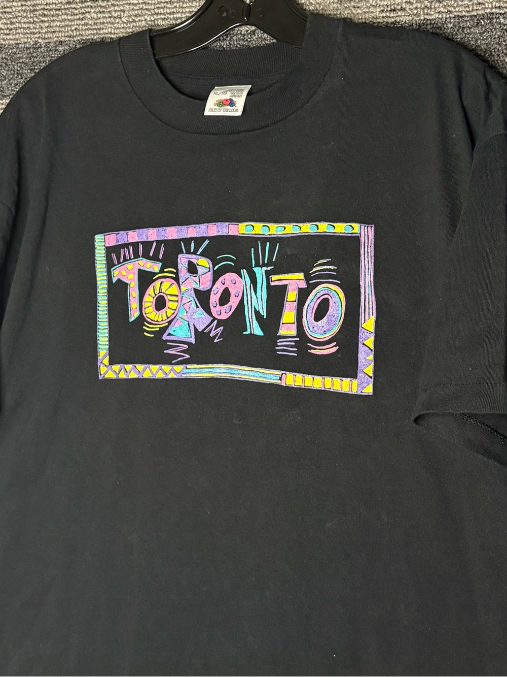 Vintage 90’s Fruit of the Loom Toronto Black Single Stitch T-Shirt Men’s XL EUC - Picture 2 of 7